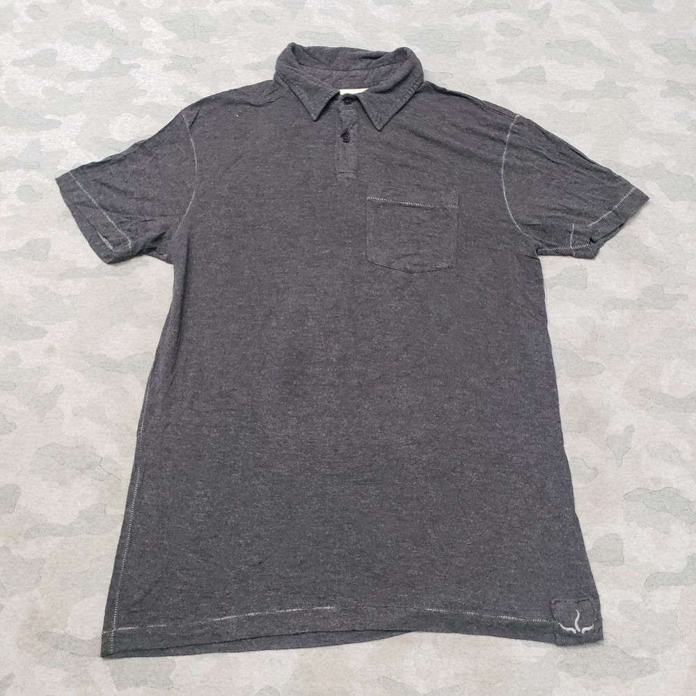 Prana Polo Shirt Mens Small Gray Stretch Casual Hiking Short Sleeve Minmalist